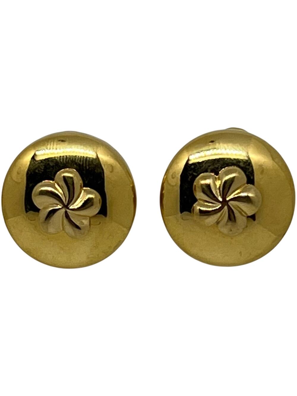 Vintage Monet Gold Tone Round Flower Clip On Earrings Classic